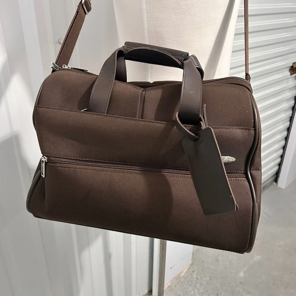 Samsonite Brown Ballistic Nylon Travel Duffel Weekender Carry On Shoulder Bag